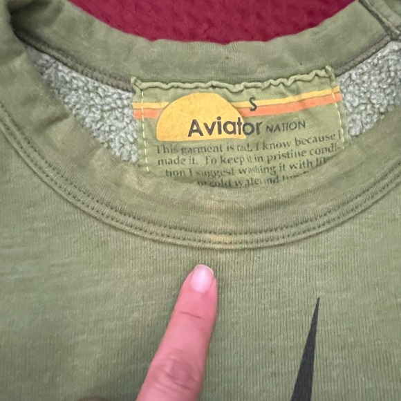 Aviator Nation Bolt Pullover Green Sweatshirt - Picture 8 of 8